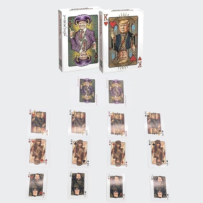 Trump Playing Cards，Trump Family Poker Playing Cards Include Trump,Melania,Trump Jr. and Biden Joker，Fun Trump Poker Cards(2Pcs)